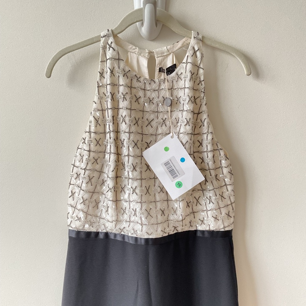 Raoul Elegant Black & Ivory Halter Beaded Gown Dress Size 10 New With Tags - Picture 3 of 10